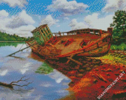 Abandoned Fishing Boat diamond painting