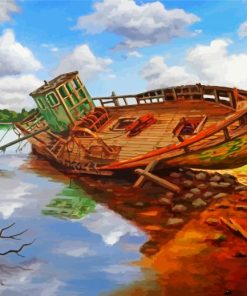 Abandoned Fishing Boat diamond painting