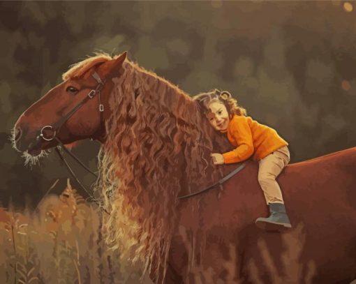 Adorable Little Girl With Horse Diamond Painting