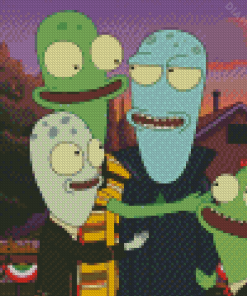 Alien Family Cartoon Diamond Painting