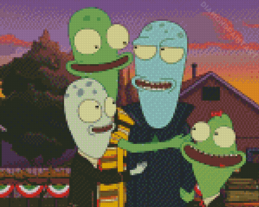 Alien Family Cartoon Diamond Painting