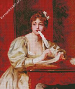 Antique Lady Writing Letter Diamond Painting