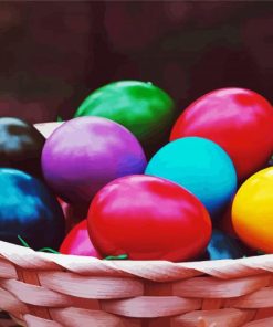 Basket Of Colorful Chicken Eggs Diamond Painting