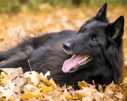 Belgian Shepherd Enjoying The Autumn diamond painting