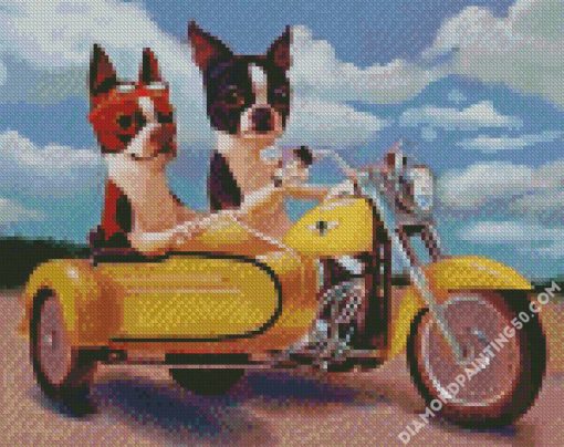 Boston Terrier Riding a Motorcycle diamond painting