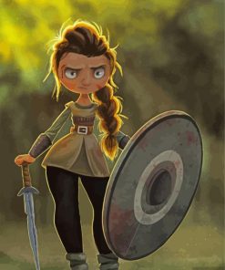 Cartoon Shield Maiden Diamond Painting