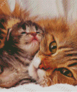 Cat Mother And Her Baby Diamond Painting