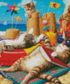 Cats On The Beach diamond painting