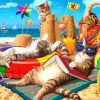 Cats On The Beach diamond painting