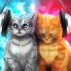 Cute Cats With Headphones Diamond Painting