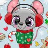 Cute Mouse Wearing Headphone Diamond Painting