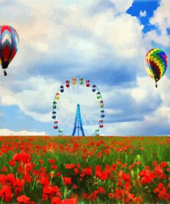 Ferris Wheel In Poppies Field diamond painting