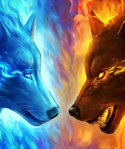 Fire And Ice Wolfs diamond painting