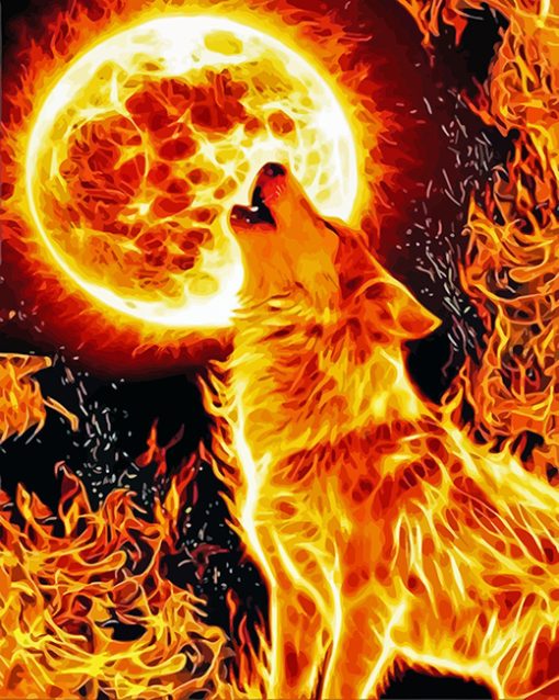 Fire Wolf diamond painting