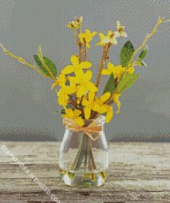 Forsythia Glass Vase diamond painting