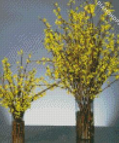 Forsythia Glass Vases diamond painting