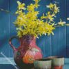 Forsythia Pottery Vase diamond painting