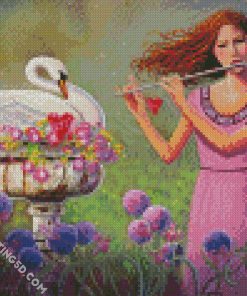 Girl Playing Flute diamond painting