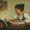 Girl Writing Art Diamond Painting