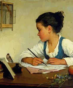 Girl Writing Art Diamond Painting