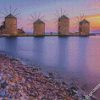 Greece Chios Windmills At Sunsets diamond painting