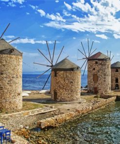 Greece Chios Windmills diamond painting