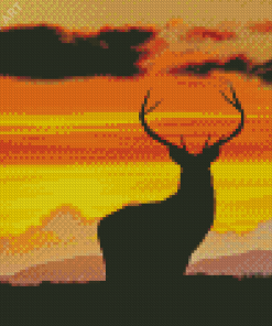 Highland Stag Sunset Diamond Painting