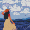 Illustration Girl In Lavender Field Diamond Painting