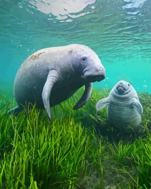 Manatees diamond painting