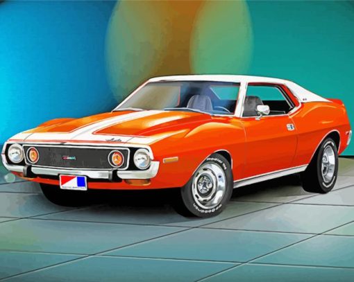 Orange Amc Car Art Diamond Painting