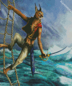 Pirate Cat With Sword Diamond Painting