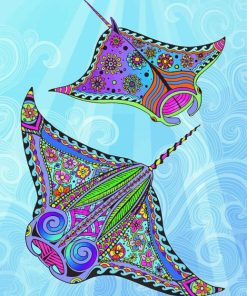 Psychedelic Manta Rays diamond painting