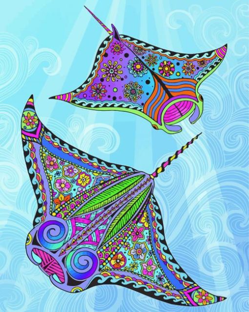 Psychedelic Manta Rays diamond painting