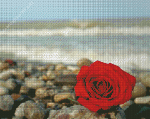 Red Roses And Beach Diamond Painting