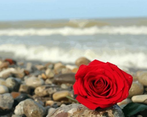 Red Roses And Beach Diamond Painting