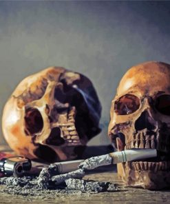 Scary Skull With Cigarette Diamond Painting