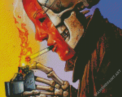 Skull With Cigarette And Mask Diamond Painting