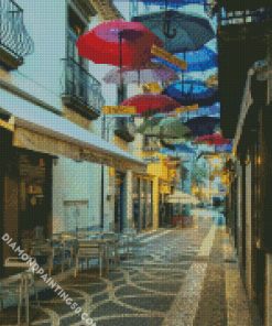 Umbrella Street Funchal diamond painting