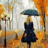 Walking Girl In The Rain Diamond Painting