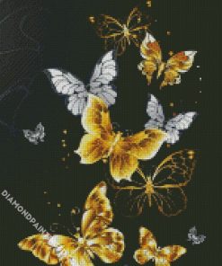 White And Gold Butterflies diamond painting