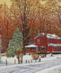 Winter Country Home Diamond Painting