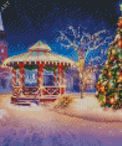 Winter Snow Christmas Gazebo Diamond Painting