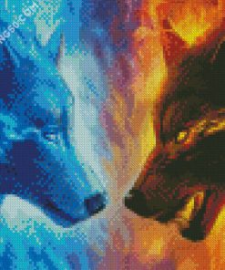 Fire And Ice Wolfs diamond painting