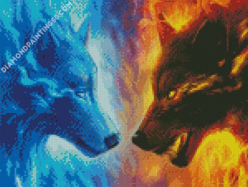 Fire And Ice Wolfs diamond painting