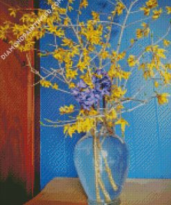 Yellow Forsythia Vase diamond painting