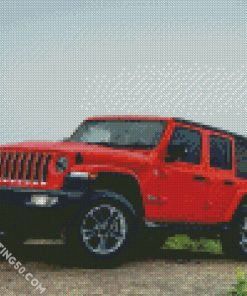 Aesthetic Red Jeep diamond painting