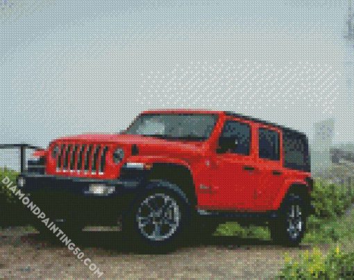 Aesthetic Red Jeep diamond painting