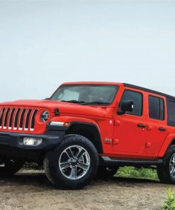 Aesthetic Red Jeep diamond painting