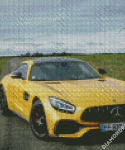 Aesthetic Yellow Mercedes Amg Gt diamond painting