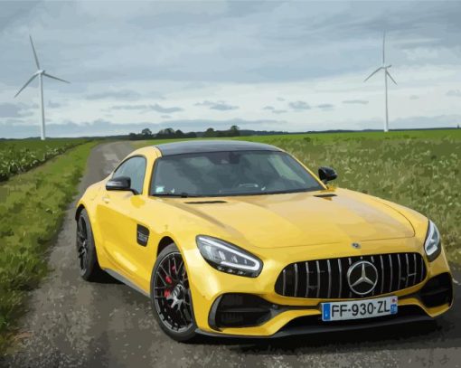 Aesthetic Yellow Mercedes Amg Gt diamond painting